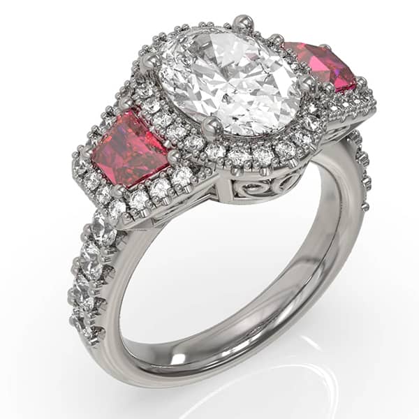 2 angles of diamond ring with gold band